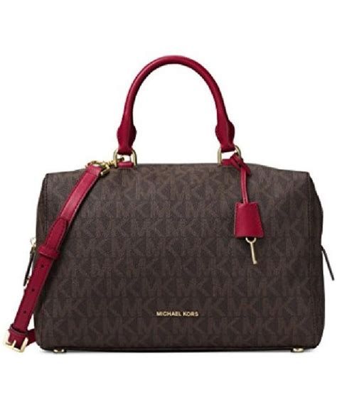 michael kors kirby large satchel brown cherry|michael michael kors kirby large satchel 3 .